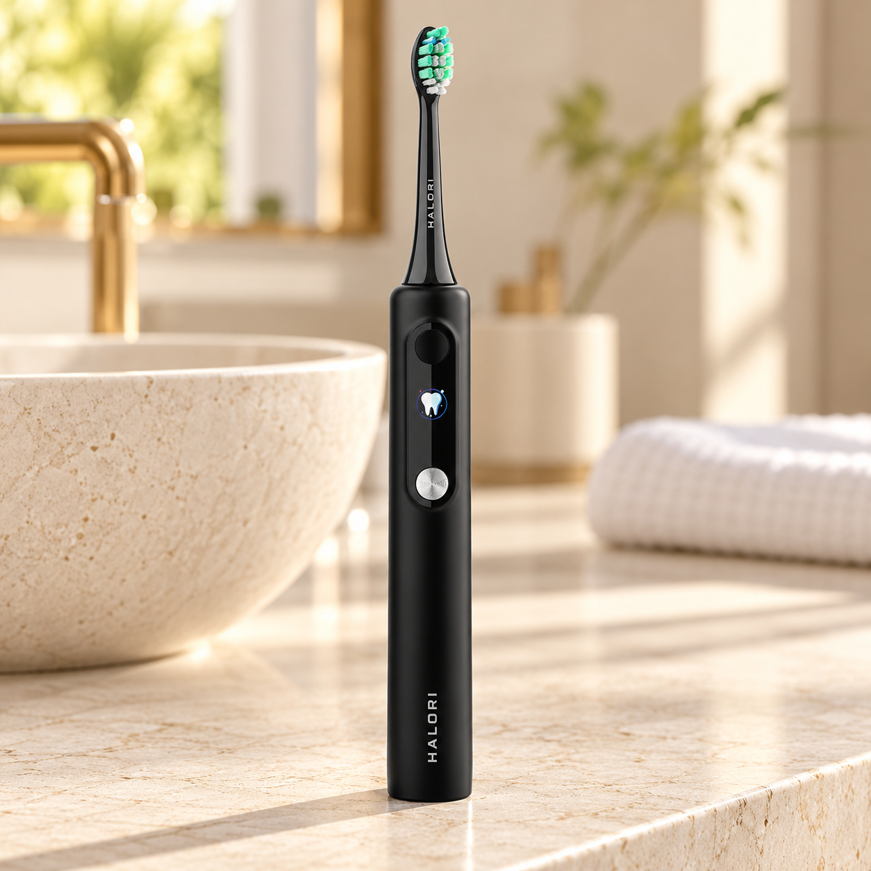 Halori Sonic Electric Toothbrush in black with LCD screen